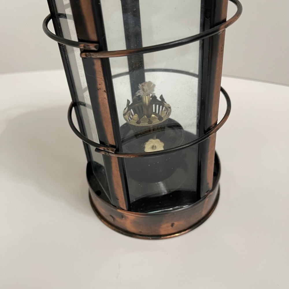 Vintage Copper Finish Nautical Oil Lantern Kerosene Lamp Made Hong Kong Bronze - Picture 2 of 8